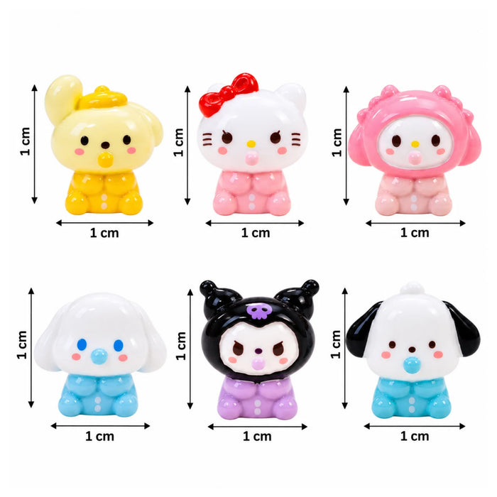 Sanrio Kawaii Baby Characters Miniature Figurines – Set of 6 Cute Collectible Toys for Desk Decor & Gifts
