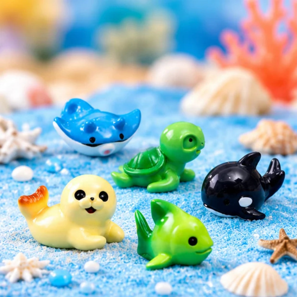 5-Piece Miniature Sea Creature Figurine Set – Cute Plastic Ocean Animals