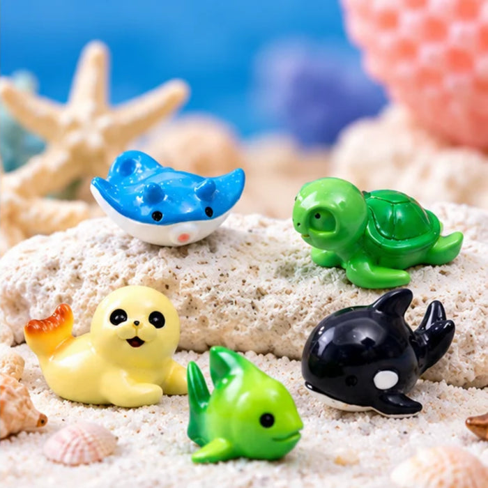 5-Piece Miniature Sea Creature Figurine Set – Cute Plastic Ocean Animals