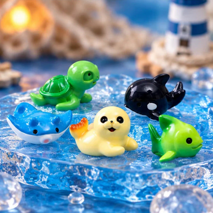 5-Piece Miniature Sea Creature Figurine Set – Cute Plastic Ocean Animals