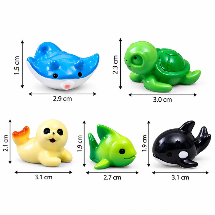 5-Piece Miniature Sea Creature Figurine Set – Cute Plastic Ocean Animals