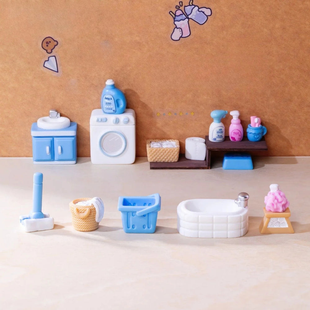 15-Piece Miniature Laundry & Bathroom Accessories Set for Dollhouses & Dioramas