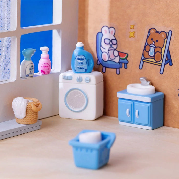 15-Piece Miniature Laundry & Bathroom Accessories Set for Dollhouses & Dioramas