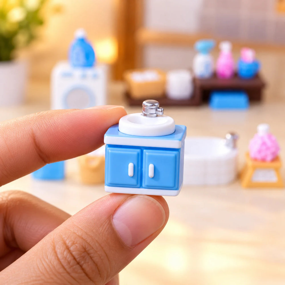 15-Piece Miniature Laundry & Bathroom Accessories Set for Dollhouses & Dioramas