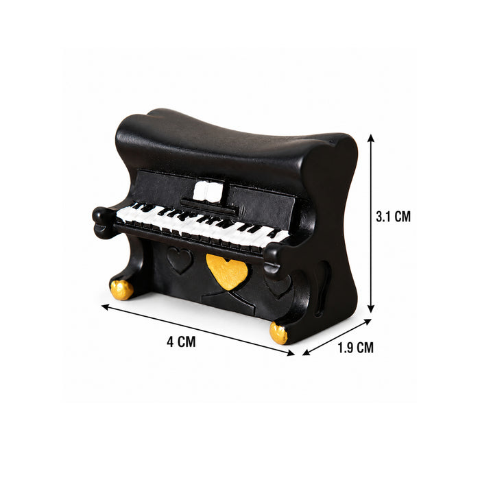 Handcrafted Miniature Piano Figurine Set of 2 – Vintage Black & Gold Musical Collectibles
