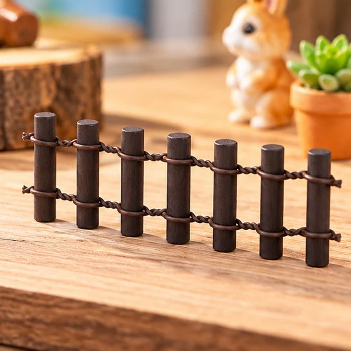 Miniature Wooden Picket Fence Set (4-Piece) – Flexible Fairy Garden & Succulent Decor