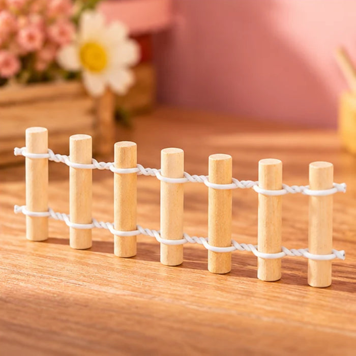Miniature Wooden Picket Fence Set (4-Piece) – Flexible Fairy Garden & Succulent Decor