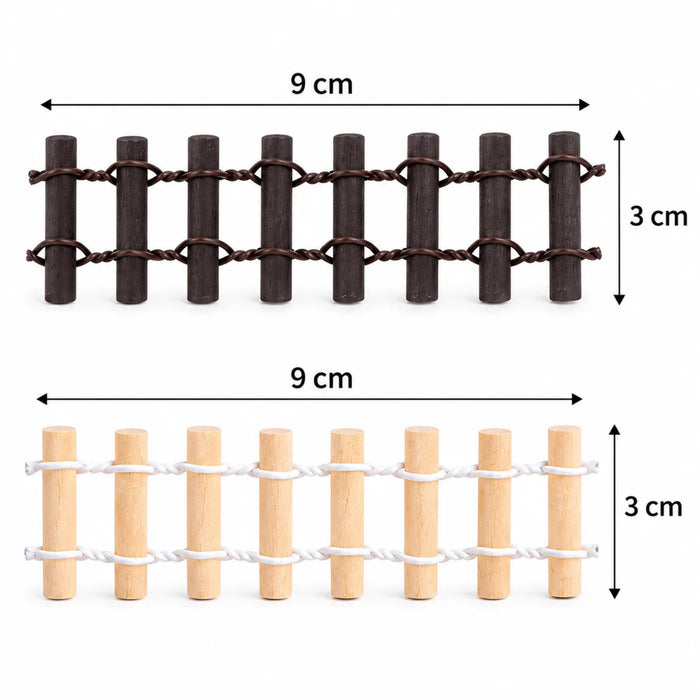Miniature Wooden Picket Fence Set (4-Piece) – Flexible Fairy Garden & Succulent Decor