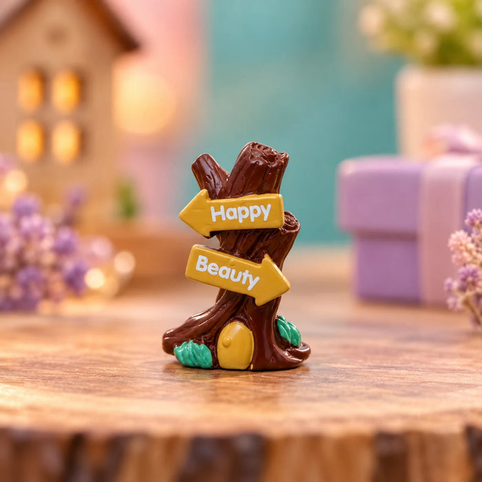 Miniature Wooden-Style Directional Signs Set of 4 – Decorative Fairy Garden & Terrarium Signs