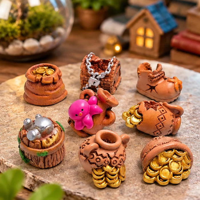 8-Piece Miniature Sunken Treasure & Ocean Figurine Set for Aquariums & Dioramas