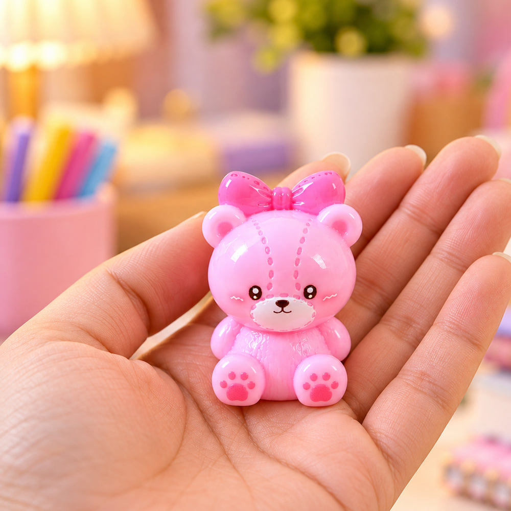 6 Pcs Set Miniature Teddy Bears with Bows – Cute Pastel Plastic Figurines for DIY Crafts, Dollhouse Decor & Microlandscape