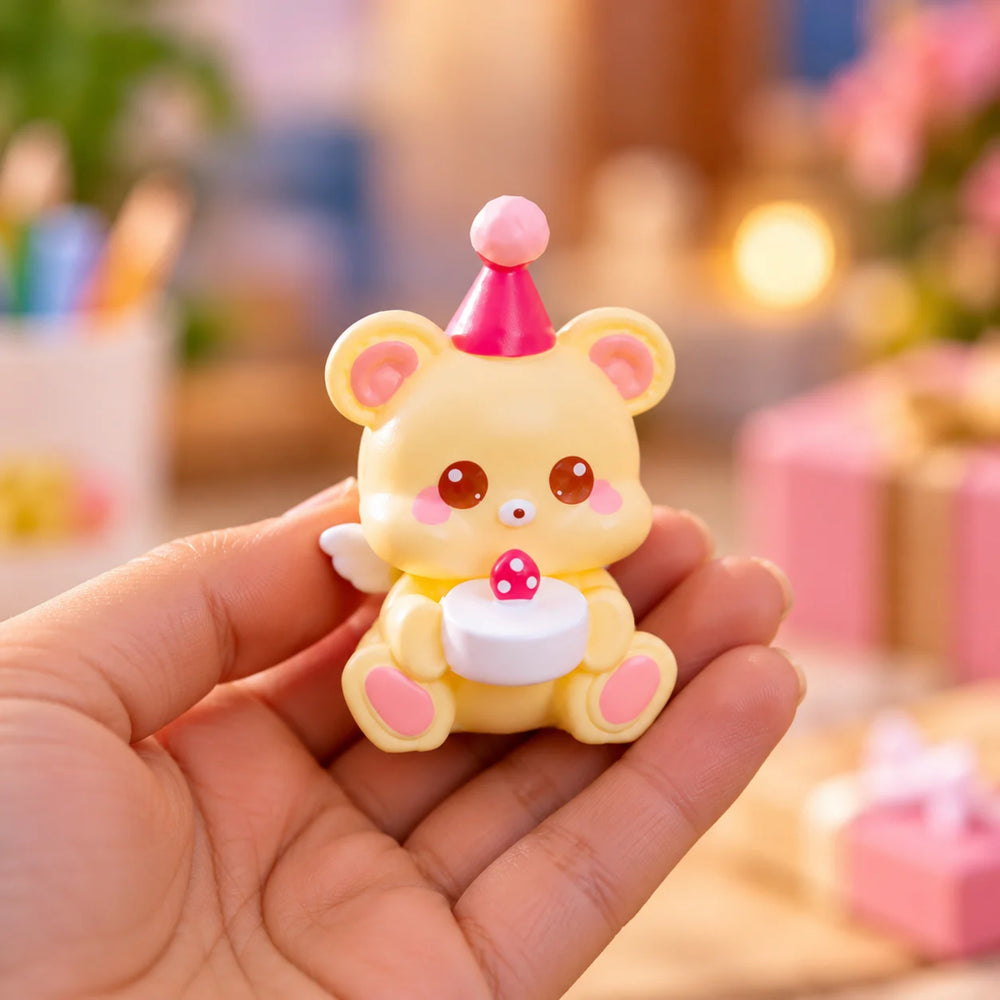 Adorable Birthday Angel Bears Miniature Figurine Set – Pack of 3