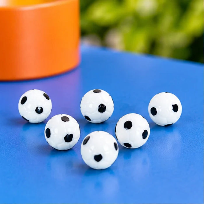 Miniature Soccer Balls Set of 6 – Tiny Football Plastic Figurines for Dollhouse, Fairy Garden & Crafts