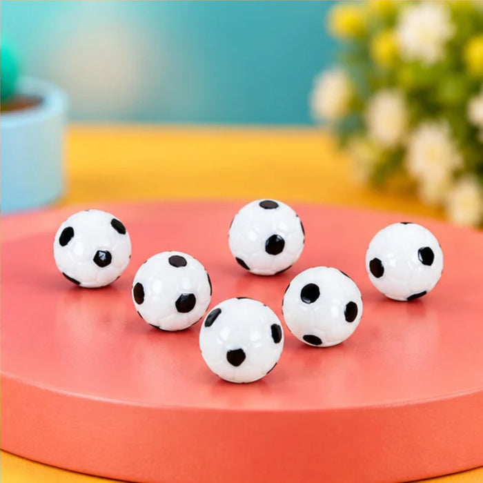 Miniature Soccer Balls Set of 6 – Tiny Football Plastic Figurines for Dollhouse, Fairy Garden & Crafts