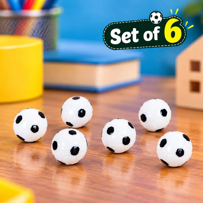 Miniature Soccer Balls Set of 6 – Tiny Football Plastic Figurines for Dollhouse, Fairy Garden & Crafts