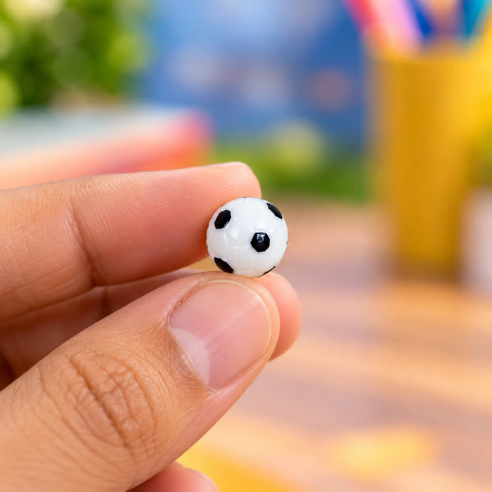 Miniature Soccer Balls Set of 6 – Tiny Football Plastic Figurines for Dollhouse, Fairy Garden & Crafts
