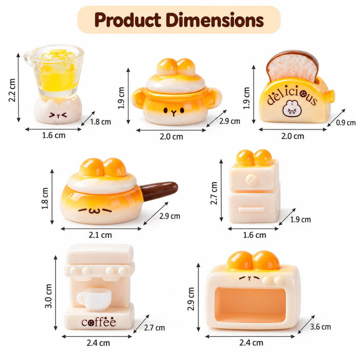 Cute Bread-Themed Miniature Kitchen Appliance Set (7-Piece Plastic Collectible)