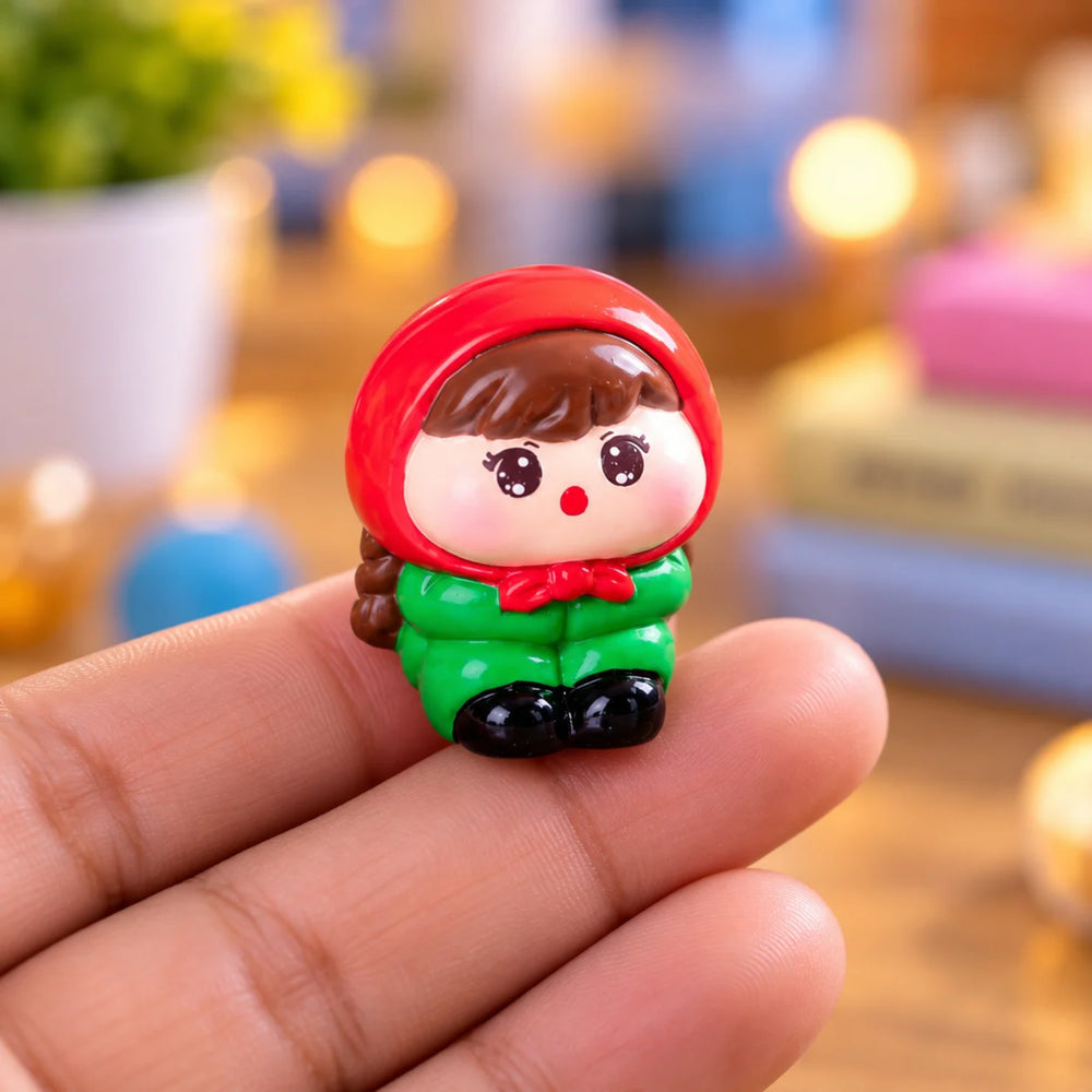 Cute Couple Riding Blue Scooter & Log Sitting Miniature Set (Set of 3)