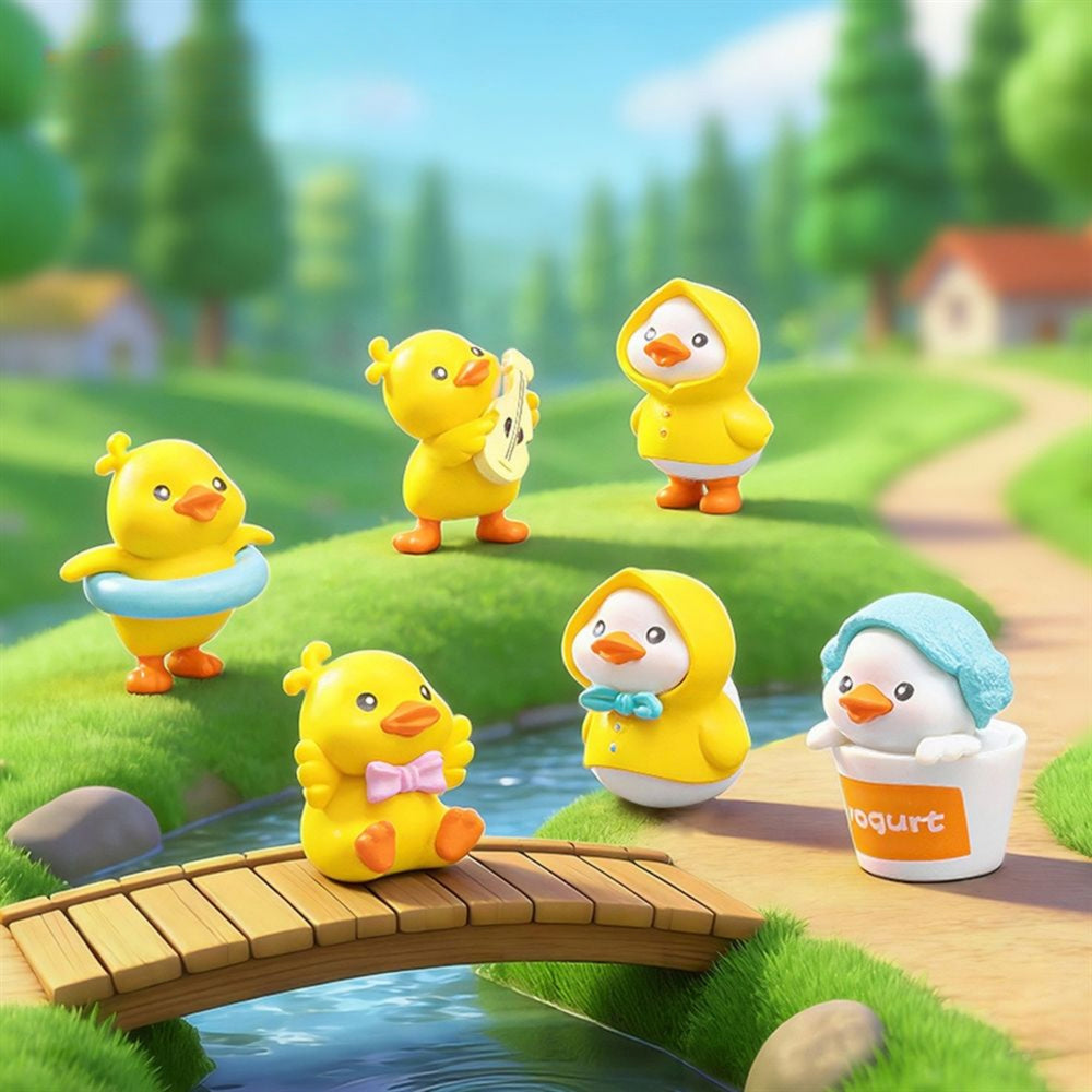 Cute Little Duck Figurines – Set of 5 Miniature Plastic Ducks for Home Decor & Desk Accessories