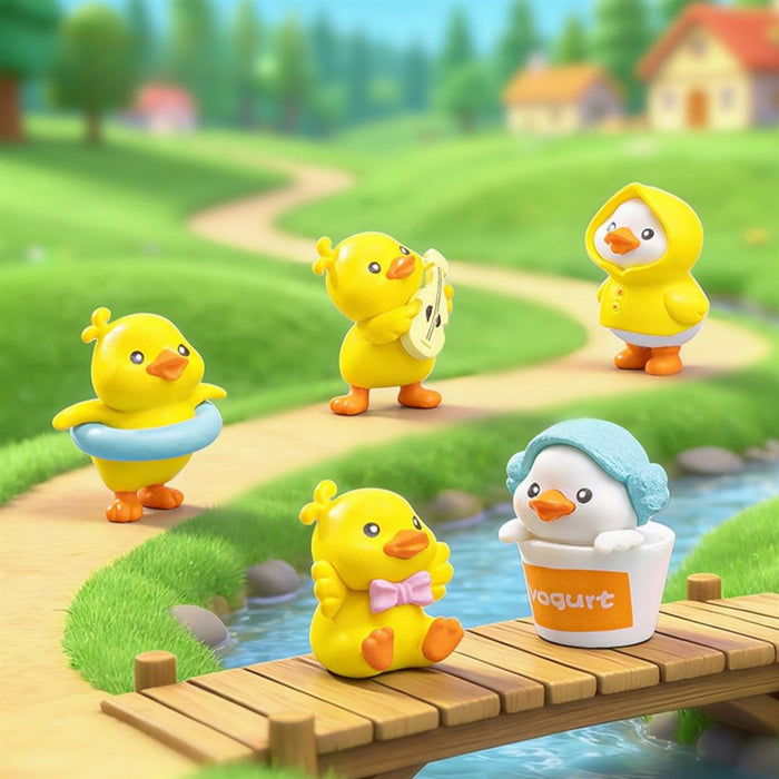 Cute Little Duck Figurines – Set of 5 Miniature Plastic Ducks for Home Decor & Desk Accessories