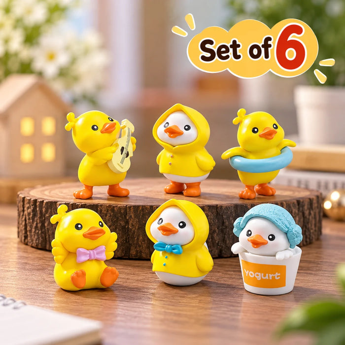 Cute Little Duck Figurines – Set of 5 Miniature Plastic Ducks for Home Decor & Desk Accessories
