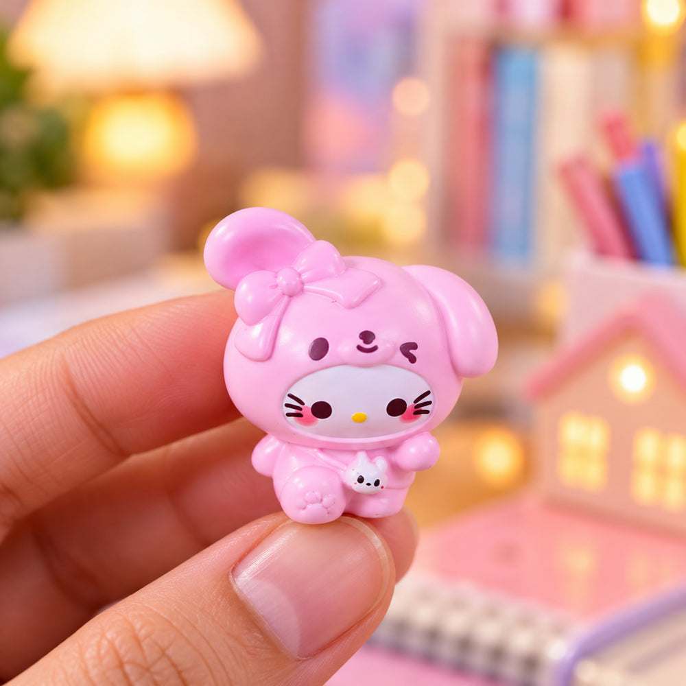 Kawaii Hello Kitty Animal Onesie Miniatures – Set of 8 Cute Cartoon Collectible Figurines