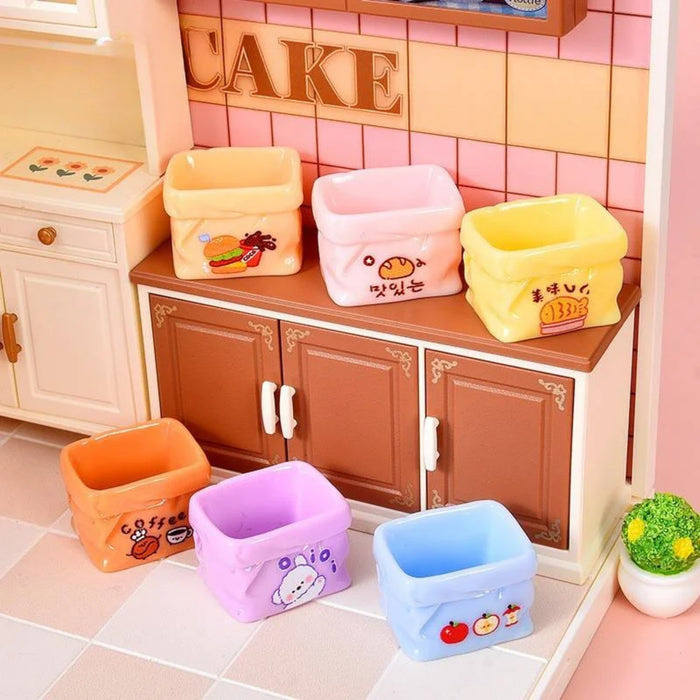 Kawaii Dollhouse Miniature Colorful Food & Storage Bags – 6-Piece Collection