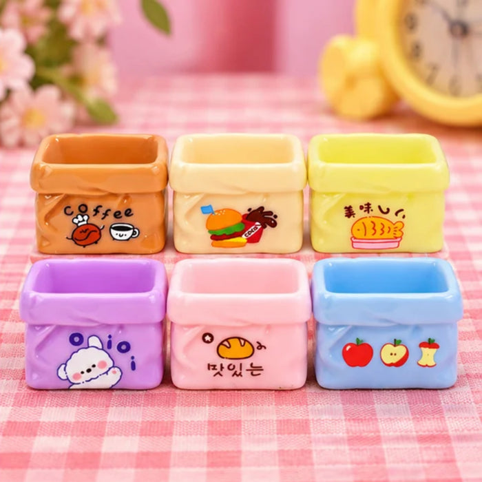 Kawaii Dollhouse Miniature Colorful Food & Storage Bags – 6-Piece Collection