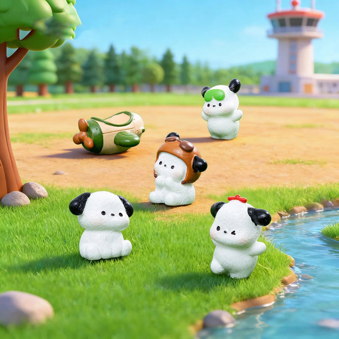 Kawaii Puppy Miniatures Set of 6 – Cute Dog Figurines for Desk Decor & Fairy Gardens