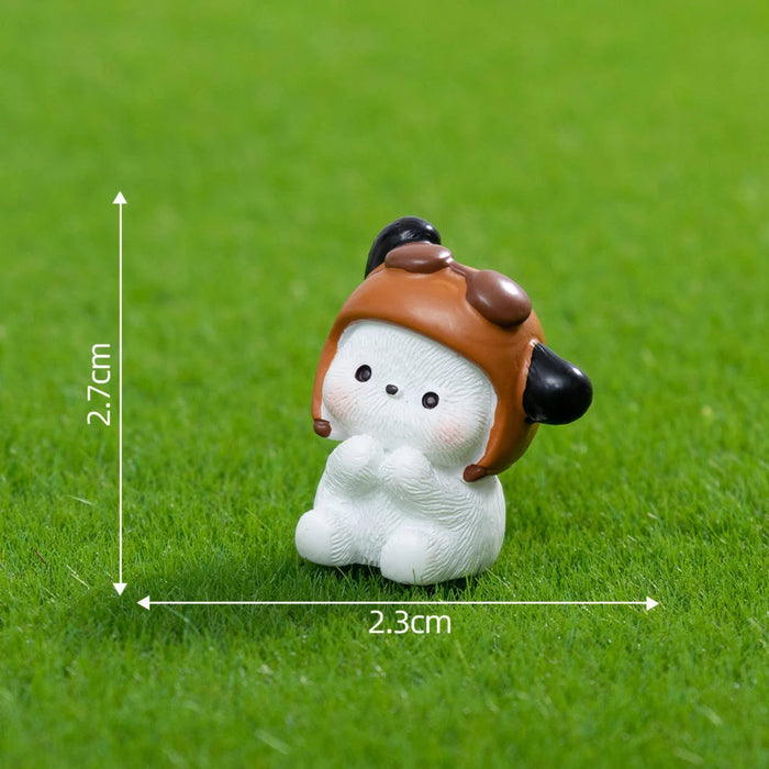 Kawaii Puppy Miniatures Set of 6 – Cute Dog Figurines for Desk Decor & Fairy Gardens