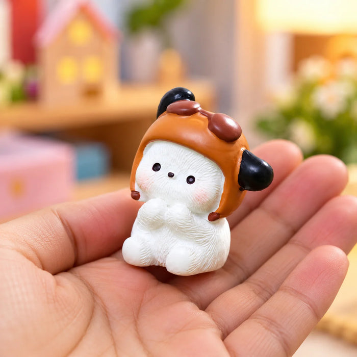 Kawaii Puppy Miniatures Set of 6 – Cute Dog Figurines for Desk Decor & Fairy Gardens