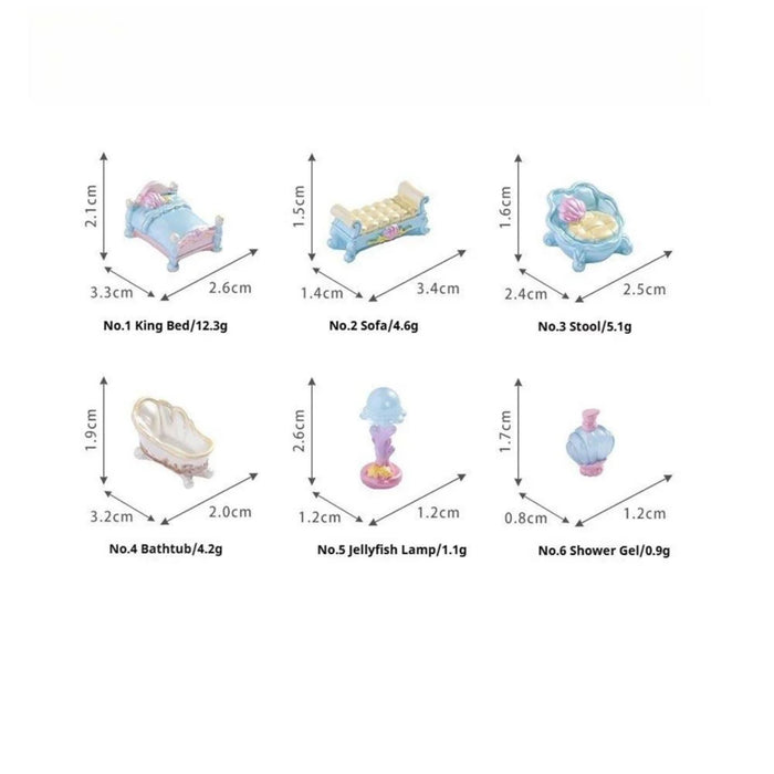 Ocean Dreamer Mermaid Miniature Bedroom Furniture Set (6-Piece)