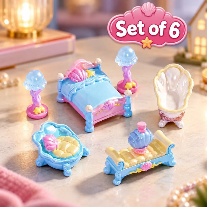 Ocean Dreamer Mermaid Miniature Bedroom Furniture Set (6-Piece)