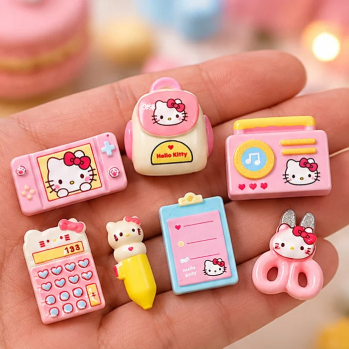 Kawaii Hello Kitty Mini Backpack, Calculator & Accessories Collectible Set of 7