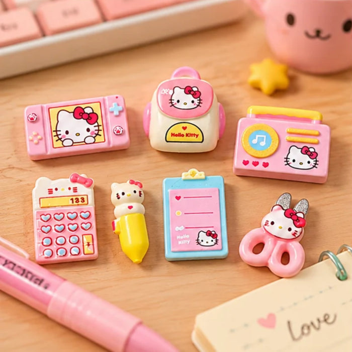 Kawaii Hello Kitty Mini Backpack, Calculator & Accessories Collectible Set of 7