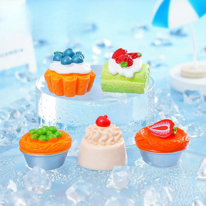7-Piece Cute Dollhouse Miniature Food Bakery Collection - Artificial Cakes, Tarts, and Pastries