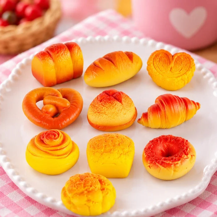 Set of 10 Realistic Miniature Bakery & Bread Plastic Decors for DIY Crafts
