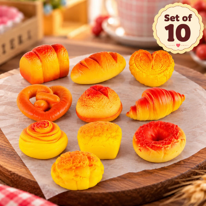 Set of 10 Realistic Miniature Bakery & Bread Plastic Decors for DIY Crafts
