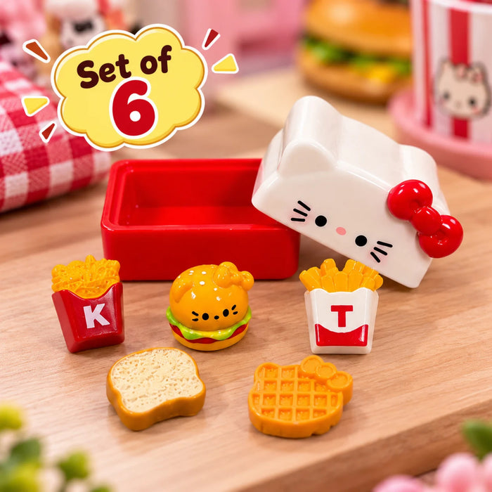 Hello Kitty Fast Food Miniature Storage Box Set (Pack of 6 Collectibles)