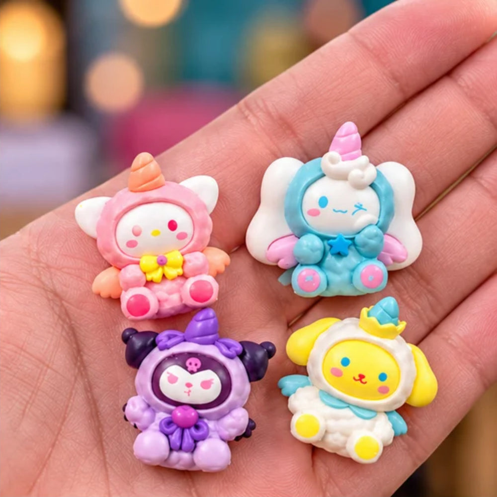 Kawaii Sanrio Character Mini Unicorn Collectible Figurines – Set of 4