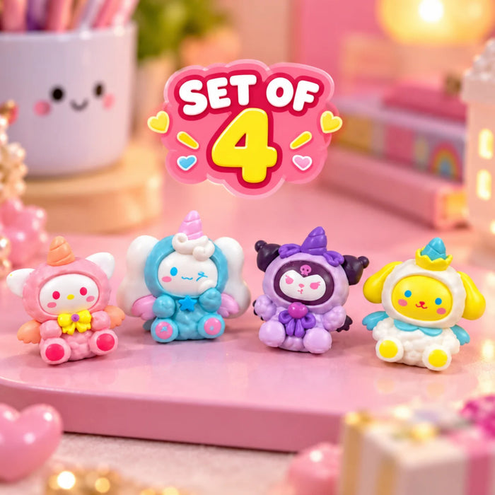 Kawaii Sanrio Character Mini Unicorn Collectible Figurines – Set of 4