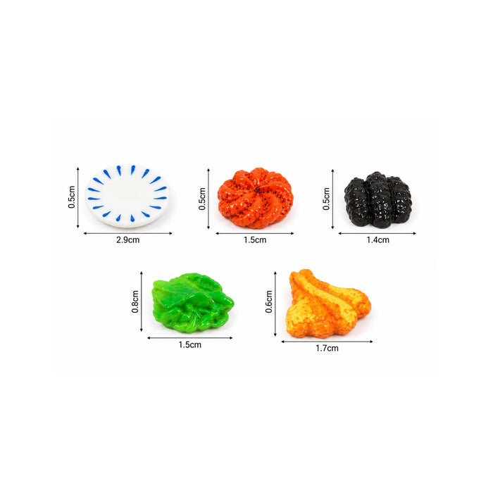 Miniature Food and Plate Set (Pack of 5 Collectibles)