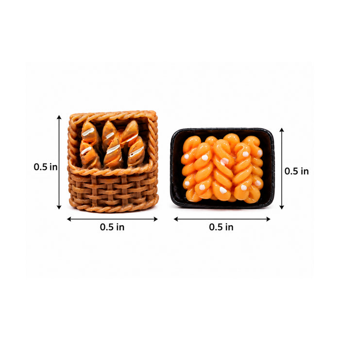 Handmade Miniature Bakery Basket and Pastry Tray Set (Set of 4)