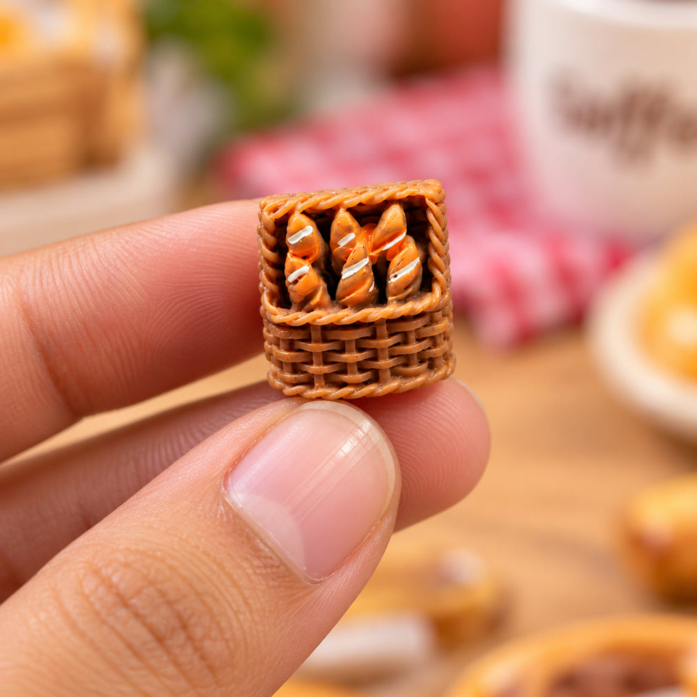 Handmade Miniature Bakery Basket and Pastry Tray Set (Set of 4)