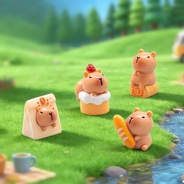Cute Capybara Miniature Figurines Set – 7 Pieces Adorable Animal Toy Decor for Desk, Office, Fairy Garden, and Craft Projects