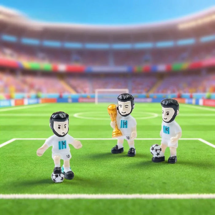 Miniature Soccer Player Figures Set of 3 – Collectible Football Action Figurines with Trophy