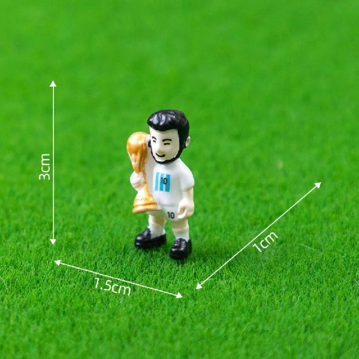 Miniature Soccer Player Figures Set of 3 – Collectible Football Action Figurines with Trophy