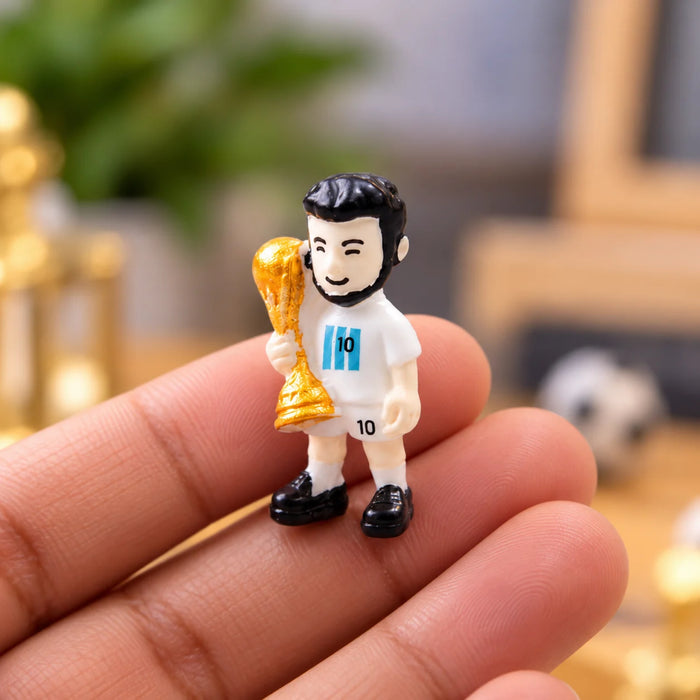 Miniature Soccer Player Figures Set of 3 – Collectible Football Action Figurines with Trophy