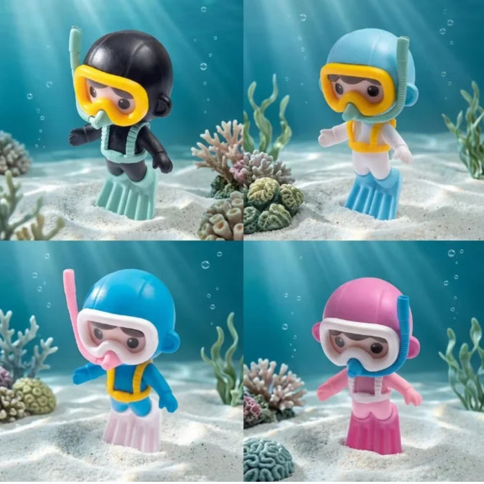 Cute Scuba Diver Miniature Figurines – Set of 4, Colorful Deep Sea Diver Toys for Fish Tank Decor, DIY Craft Projects