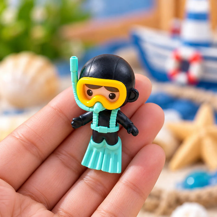 Cute Scuba Diver Miniature Figurines – Set of 4, Colorful Deep Sea Diver Toys for Fish Tank Decor, DIY Craft Projects